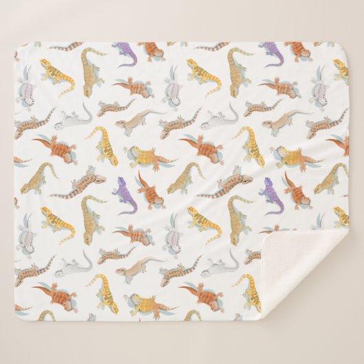 Geëxpandeerd Dragon Scatter Pattern Transparent Sherpa Deken (Voorkant (horizontaal))