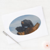 Geëxpandeerde zwarte straten met blauwe rokergeber ovale sticker (Envelop)