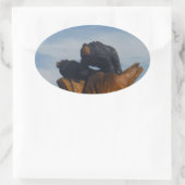 Geëxpandeerde zwarte straten met blauwe rokergeber ovale sticker (Tas)