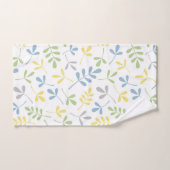 Geëxsorteerde bladeren Big PTN Blue Grey Gellow Wh Handdoek (Handdoek)