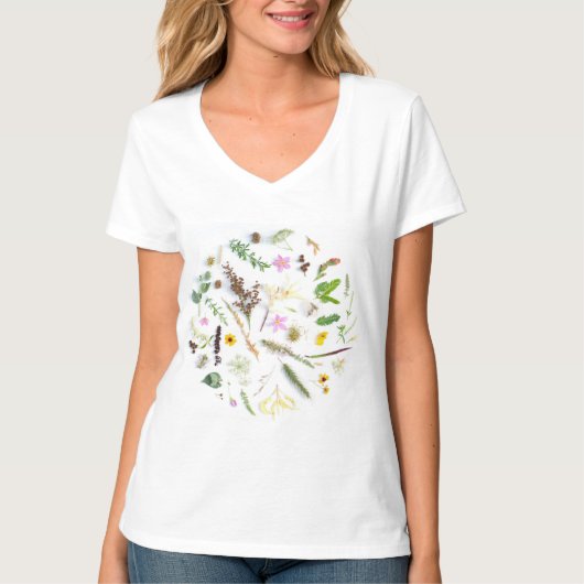 Geëxsorteerde kleur Floral laat vrouwen T-shirt (Voorkant)