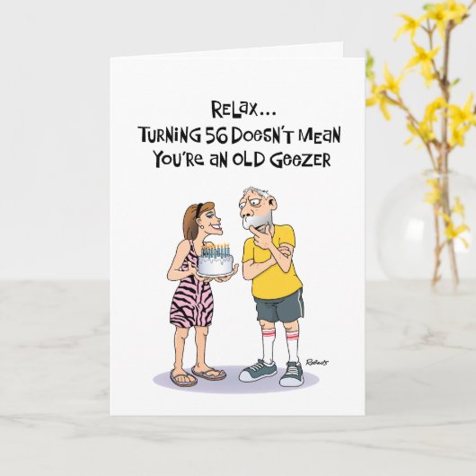 Geezer's 56ste verjaardag kaart (Gele Bloem)