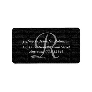 Gefabriceerd zwart monogram retouradres etiket