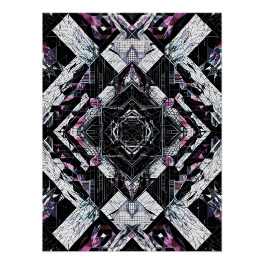 Gefacetteerd kristal prisma: geometrische scherf P Perfect Poster (Voorkant)