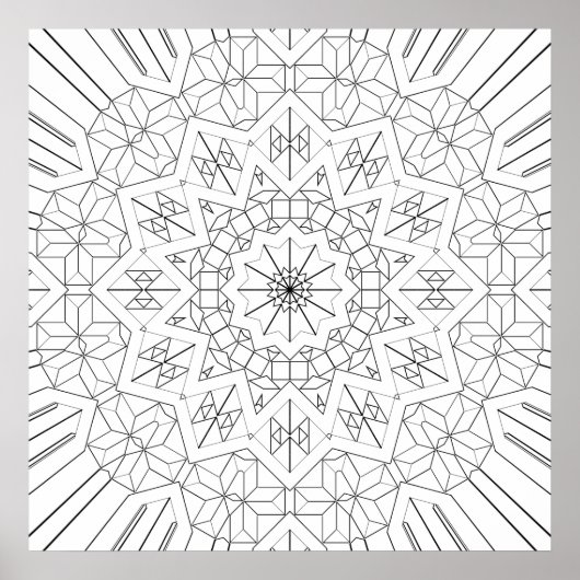 Gefacetteerde Steruitbarsting Geometrisch Mandala Poster (Voorkant)
