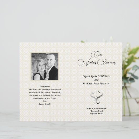Gefattereerd Photo Wedding Ceremony Folded Program (Staand voorkant)