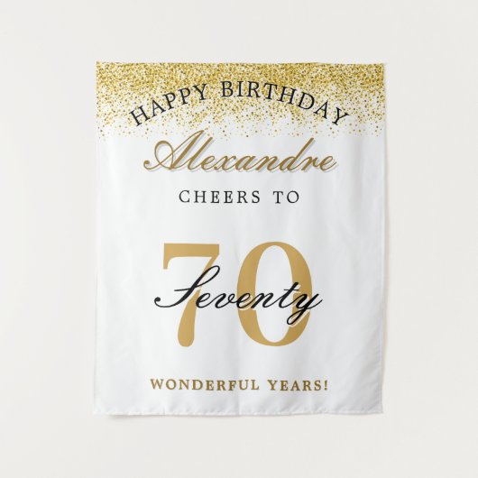 Gefelicitard met je verjaardag Proost op 70 jaar v Wandkleed (Voorkant)