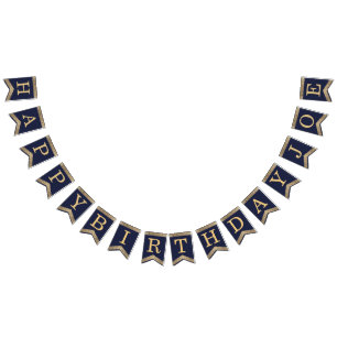 Gefelicitard Navy Blue Gold 3 Letters naam Joe Vlaggetjes