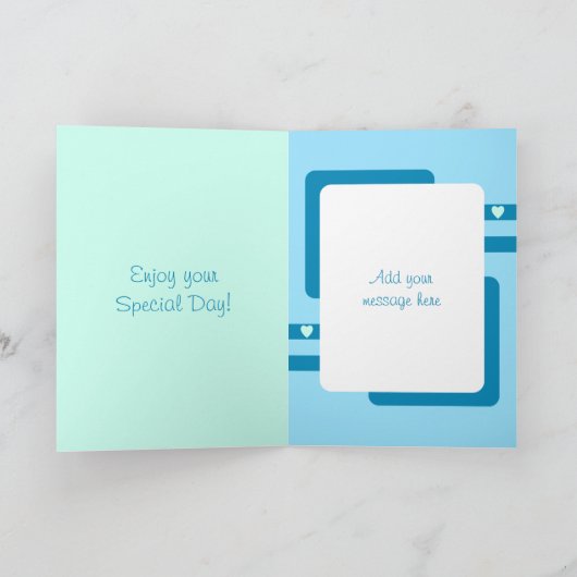 Gefeliciteerd 100ste verjaardag bloemenblauw groen kaart (Binnen)