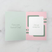 Gefeliciteerd 100ste verjaardag bloemenroze groen kaart (Binnen)