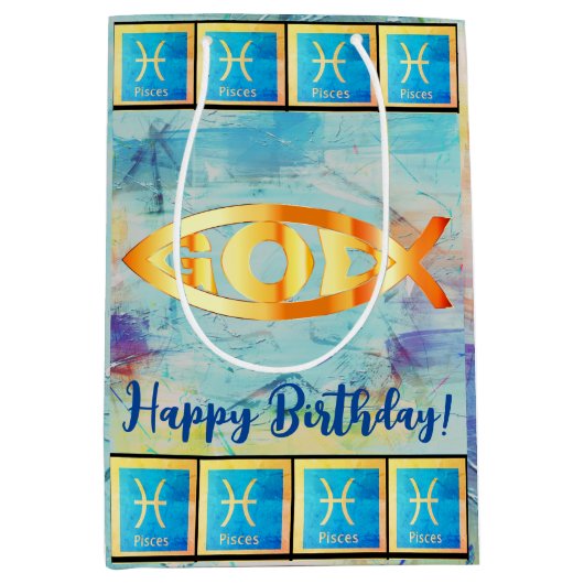 Gefeliciteerd /-19 februari - 20 maart Vissen Medium Cadeauzakje (Voorkant)