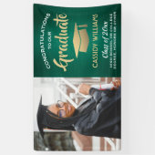 Gefeliciteerd 1 Foto Green Gold en White Afstudere Spandoek (Verticaal)