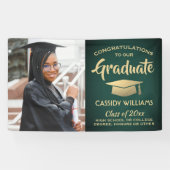 Gefeliciteerd 1 Foto groen en Gold Modern Afstuder Spandoek (Horizontaal)