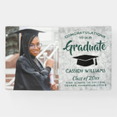 Gefeliciteerd 1 Foto marmer Green en White Afstude Spandoek (Horizontaal)