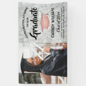 Gefeliciteerd 1 Foto marmer roze Rose Gold Afstude Spandoek (Verticaal)