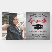 Gefeliciteerd 1 Foto Red Gray Black Modern Afstude Spandoek (Horizontaal)