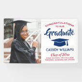 Gefeliciteerd 1 Foto rood wit en blauw Afstuderen Spandoek (Horizontaal)