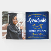 Gefeliciteerd 1 Foto Royal Blue Gold Yellow Afstud Spandoek (Horizontaal)