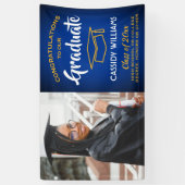 Gefeliciteerd 1 Foto Royal Blue Gold Yellow Afstud Spandoek (Verticaal)