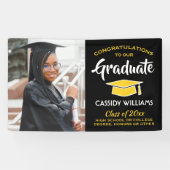 Gefeliciteerd 1 Photo Black Gold Yellow Afstuderen Spandoek (Horizontaal)