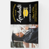 Gefeliciteerd 1 Photo Black Gold Yellow Afstuderen Spandoek (Verticaal)