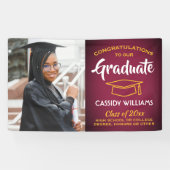 Gefeliciteerd 1 Photo Maroon Red Gold Yellow Afstu Spandoek (Horizontaal)