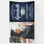 Gefeliciteerd 1 Photo Navy Blue Silver Afstuderen Spandoek (Verticaal)