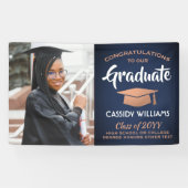 Gefeliciteerd 1 Photo Navy Blue White Copper Afstu Spandoek (Horizontaal)