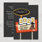 Gefeliciteerd 2023 afgestudeerde zwart-wit retro a aankondiging (Voorkant / Achterkant)