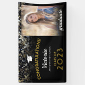 Gefeliciteerd, 2023 Afstuderen foto van zwart en g Spandoek (Verticaal)