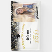 Gefeliciteerd, 2023 Afstuderen Gold en White Photo Spandoek (Verticaal)