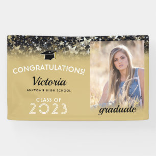 Gefeliciteerd, 2023 Afstuderen Gold Photo Spandoek