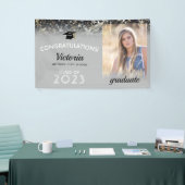 Gefeliciteerd, 2023 Afstuderen Silver & Gold Photo Spandoek (Beurs)