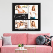 Gefeliciteerd 2024 Afstuderen 4 Fotod Naam Zwart Canvas Afdruk (Insitu (Woonkamer))