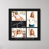 Gefeliciteerd 2024 Afstuderen 4 Fotod Naam Zwart Canvas Afdruk (Voorkant)