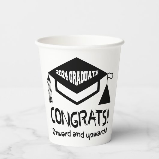 Gefeliciteerd, 2024 Afstuderen! Papieren Bekers (Achterkant)