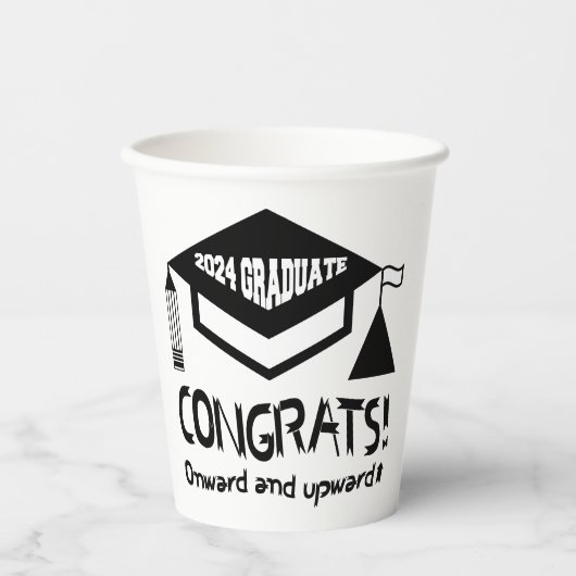 Gefeliciteerd, 2024 Afstuderen! Papieren Bekers (Voorkant)