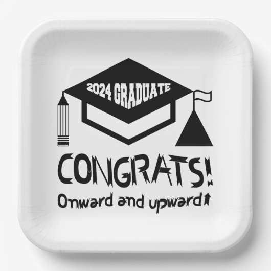 Gefeliciteerd, 2024 Afstuderen! Papieren Bordje (Voorkant)