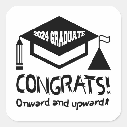 Gefeliciteerd, 2024 Afstuderen! Vierkante Sticker (Voorkant)
