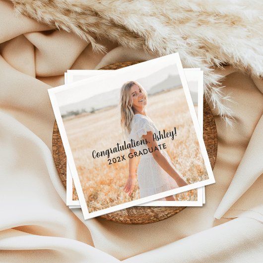 Gefeliciteerd 2025 Afstuderen Foto Afstuderen Servetten