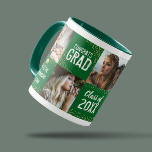 Gefeliciteerd 2025 Afstuderen Foto Gift Groen Mok