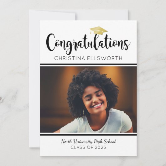 Gefeliciteerd 2025 Gouden Afstuderen Foto Kaart (Voorkant)