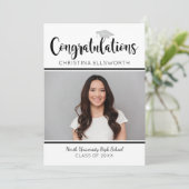 Gefeliciteerd 2025 Zilveren Afstuderen Foto Kaart (Staand voorkant)