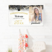 Gefeliciteerd 2026 Afgestudeerde Goud en Wit Foto Spandoek (Insitu)