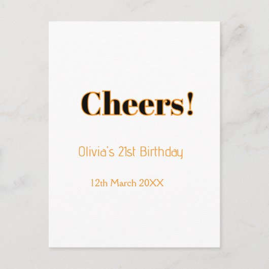 Gefeliciteerd 21e verjaardag voeg naam datum toe e briefkaart (Voorkant)