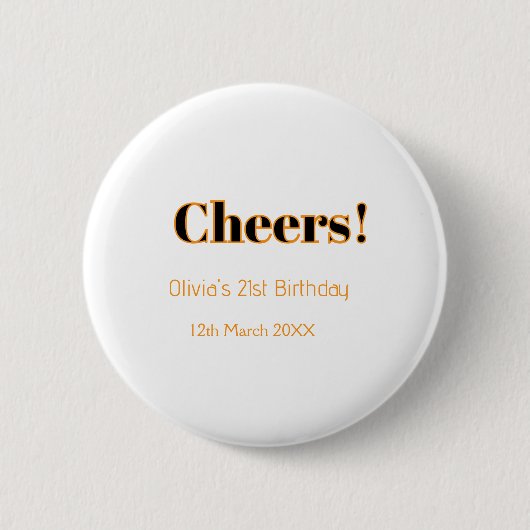 Gefeliciteerd 21e verjaardag voeg naam datum toe e ronde button 5,7 cm (Voorkant)