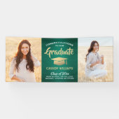 Gefeliciteerd 2 Foto Green Gold en White Afstudere Spandoek (Horizontaal)