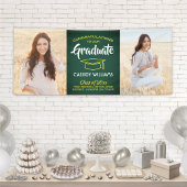 Gefeliciteerd 2 Foto Groen Goud Afstuderen Spandoek