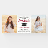 Gefeliciteerd 2 Foto Modern Red Black White Afstud Spandoek (Horizontaal)