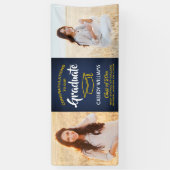 Gefeliciteerd 2 Foto Navy Blue Gold Yellow Afstude Spandoek (Verticaal)
